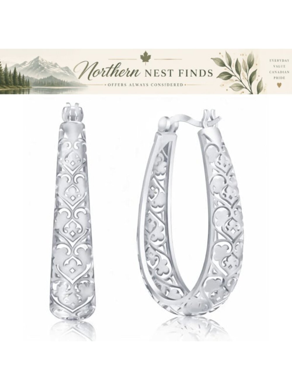 14K Gold-Plated Oval Hollow Earrings Gold Silver Wire Retro Hypoallergenic